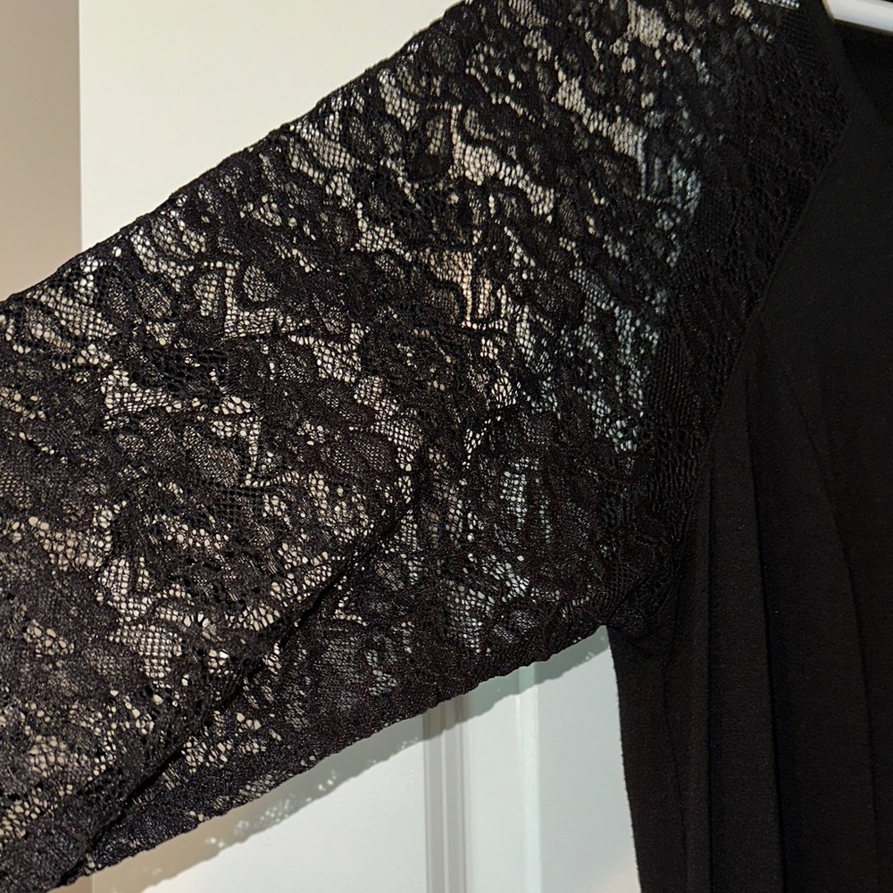 torrid Black Lace Sleeve Long Sleeve Skater Dress - Picture 5 of 7